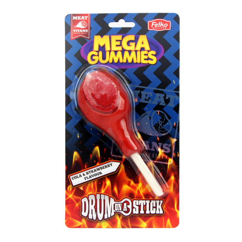 Mega Gummies Drum on a Stick Saveur Cola Fraise 120g