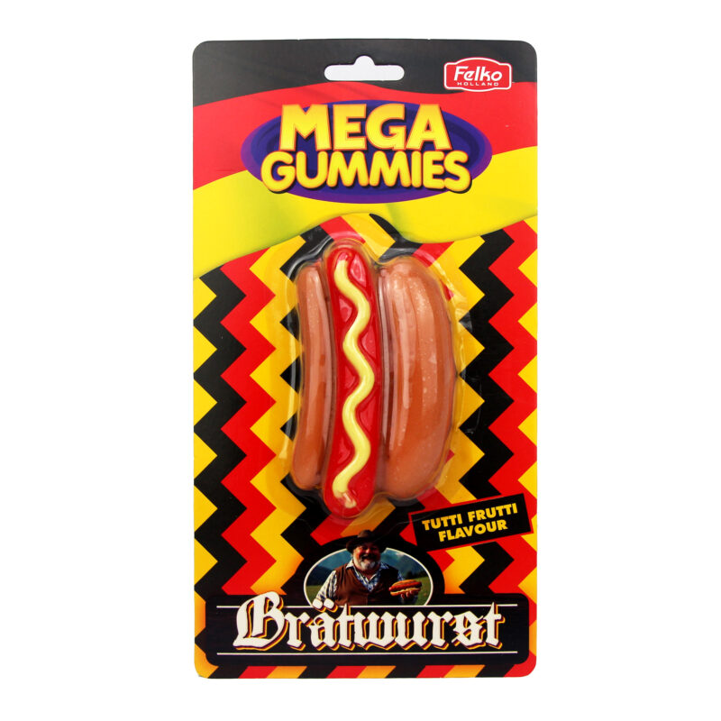 Mega Gummies BratWurst saveur Tutti Frutti 120g